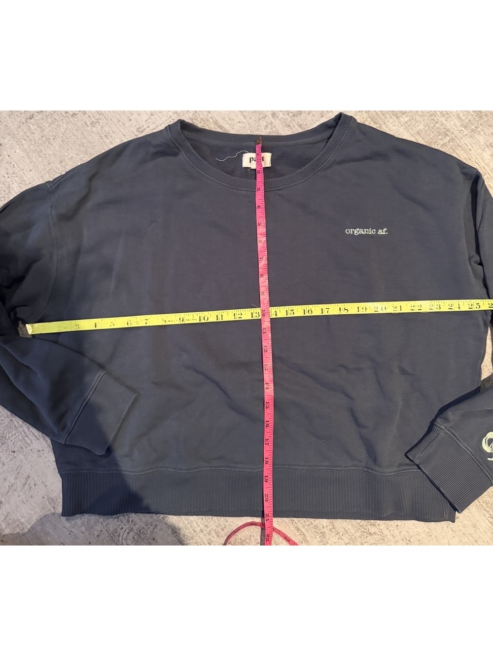 Navy Pact Organic AF embroidered cotton boxy crew neck sweatshirt XL - Picture 2 of 4